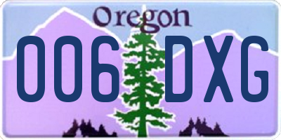 OR license plate 006DXG