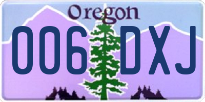 OR license plate 006DXJ