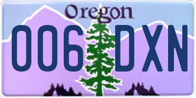 OR license plate 006DXN
