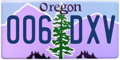 OR license plate 006DXV