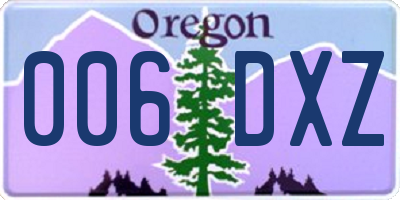 OR license plate 006DXZ