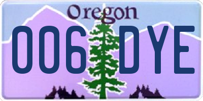 OR license plate 006DYE