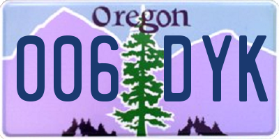 OR license plate 006DYK