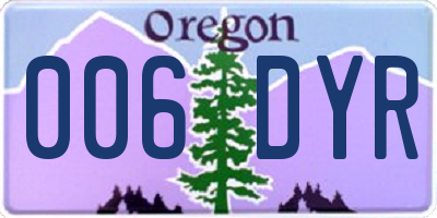 OR license plate 006DYR