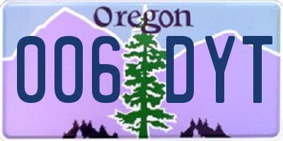 OR license plate 006DYT
