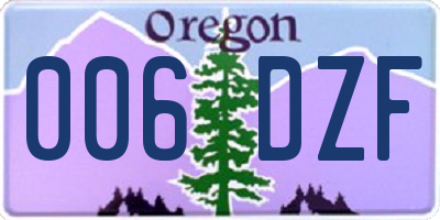 OR license plate 006DZF