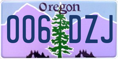 OR license plate 006DZJ