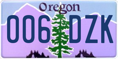 OR license plate 006DZK