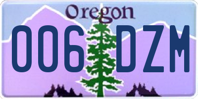OR license plate 006DZM