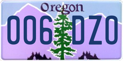OR license plate 006DZO