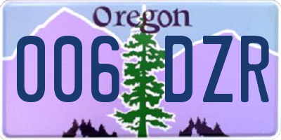 OR license plate 006DZR