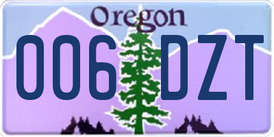OR license plate 006DZT