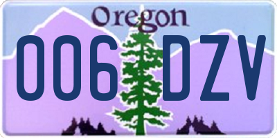 OR license plate 006DZV