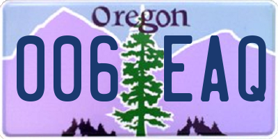 OR license plate 006EAQ
