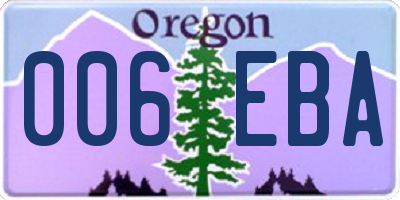 OR license plate 006EBA