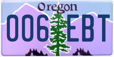 OR license plate 006EBT