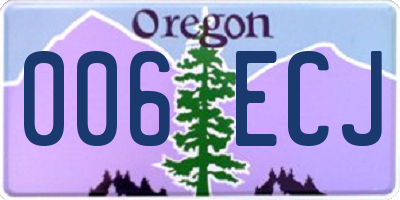 OR license plate 006ECJ