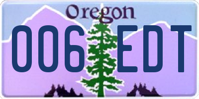 OR license plate 006EDT
