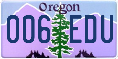 OR license plate 006EDU