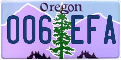 OR license plate 006EFA