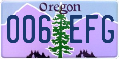 OR license plate 006EFG
