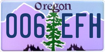 OR license plate 006EFH