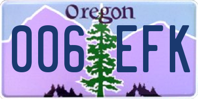 OR license plate 006EFK