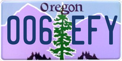 OR license plate 006EFY