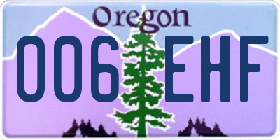 OR license plate 006EHF