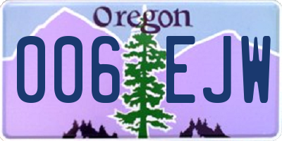 OR license plate 006EJW
