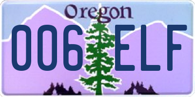 OR license plate 006ELF