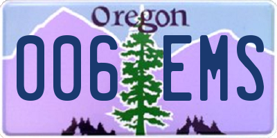 OR license plate 006EMS