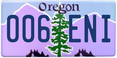 OR license plate 006ENI