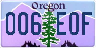 OR license plate 006EOF