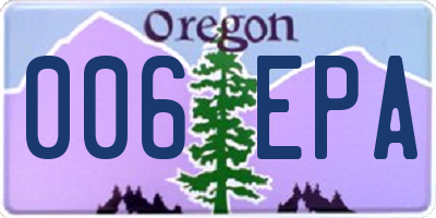 OR license plate 006EPA