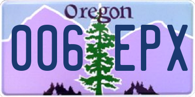 OR license plate 006EPX