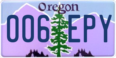 OR license plate 006EPY