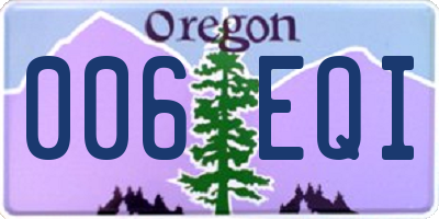 OR license plate 006EQI