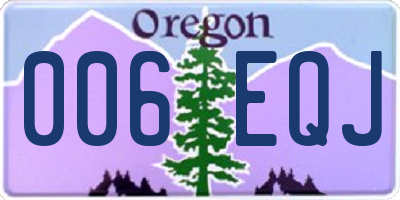 OR license plate 006EQJ