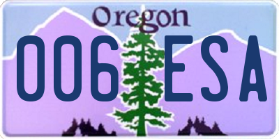 OR license plate 006ESA