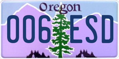 OR license plate 006ESD