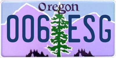 OR license plate 006ESG