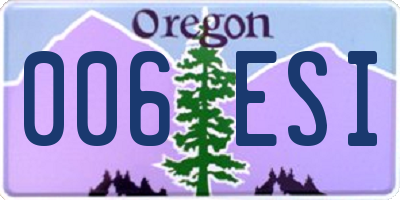 OR license plate 006ESI
