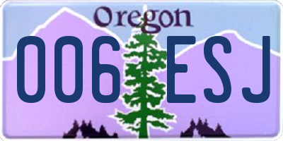 OR license plate 006ESJ