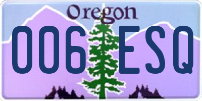 OR license plate 006ESQ