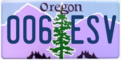 OR license plate 006ESV