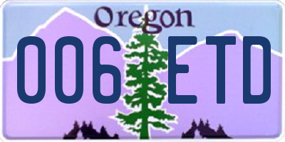 OR license plate 006ETD