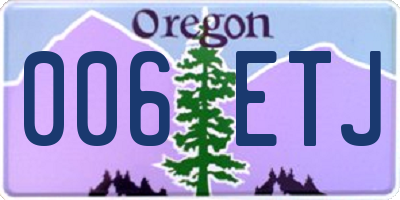 OR license plate 006ETJ