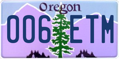 OR license plate 006ETM