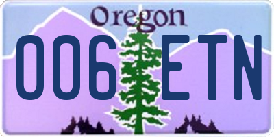 OR license plate 006ETN